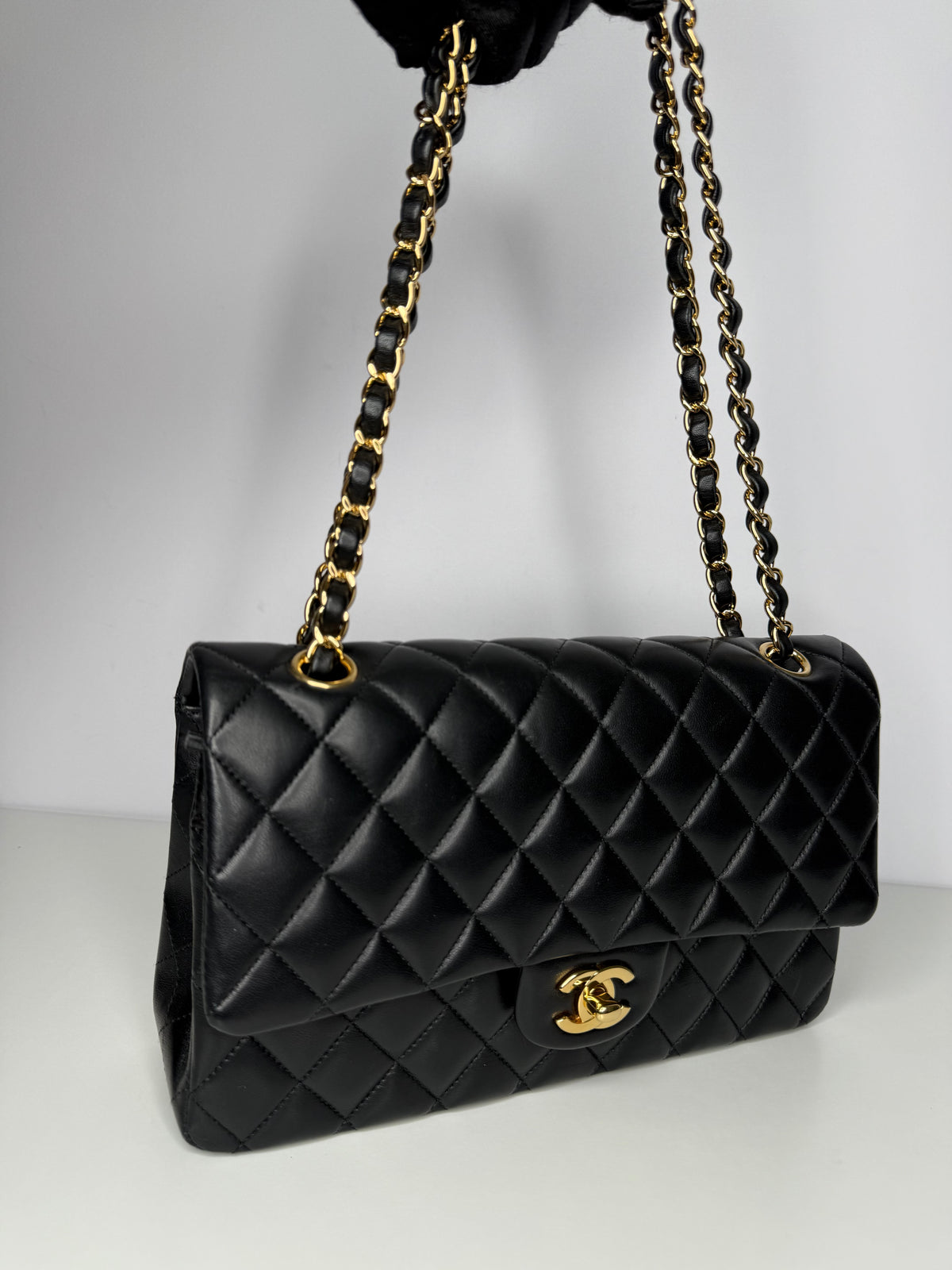 Chanel Medium Classic Flap Bag in Black Lambskin with Gold Hardware