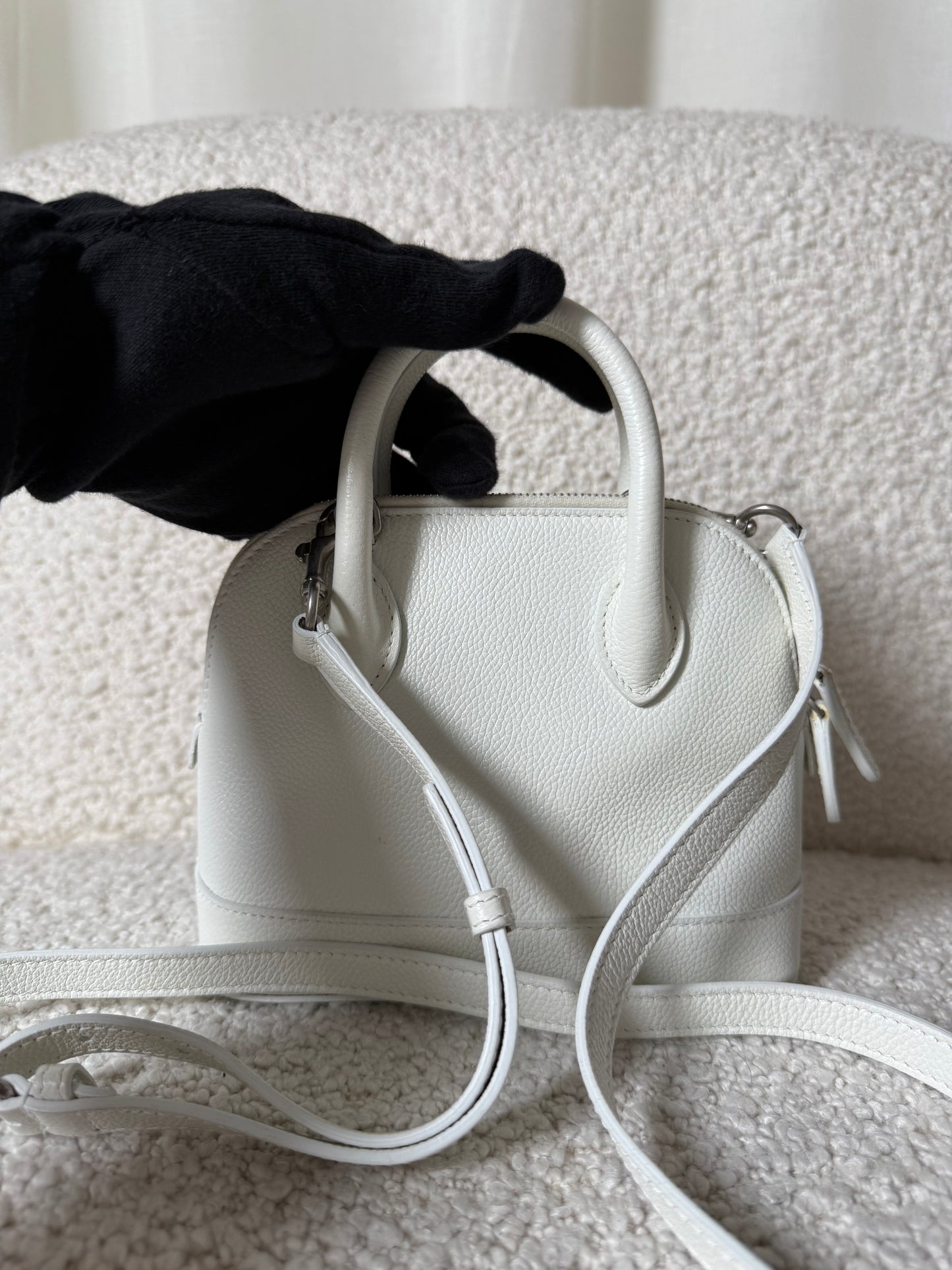 Balenciaga White/Pink XXS Ville Top Handle Handbag