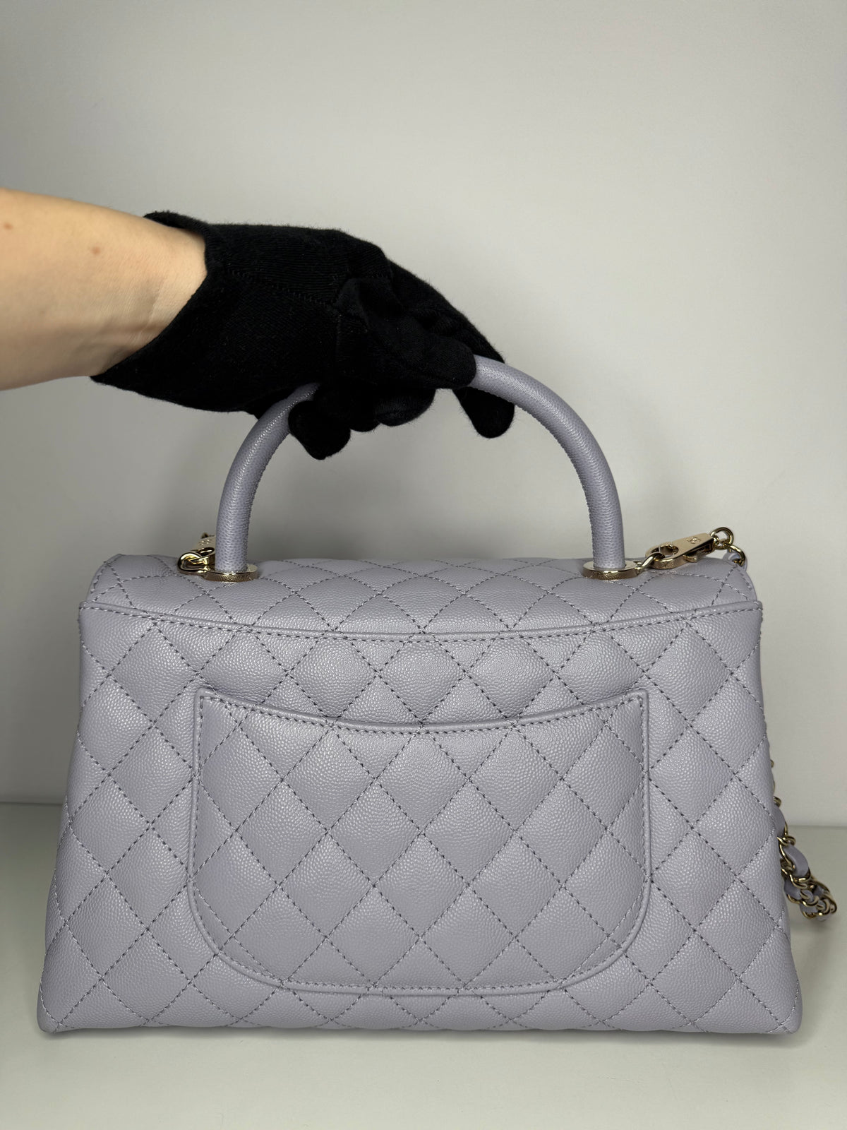 Chanel Caviar Quilted Small Coco Handle Flap Light Purple