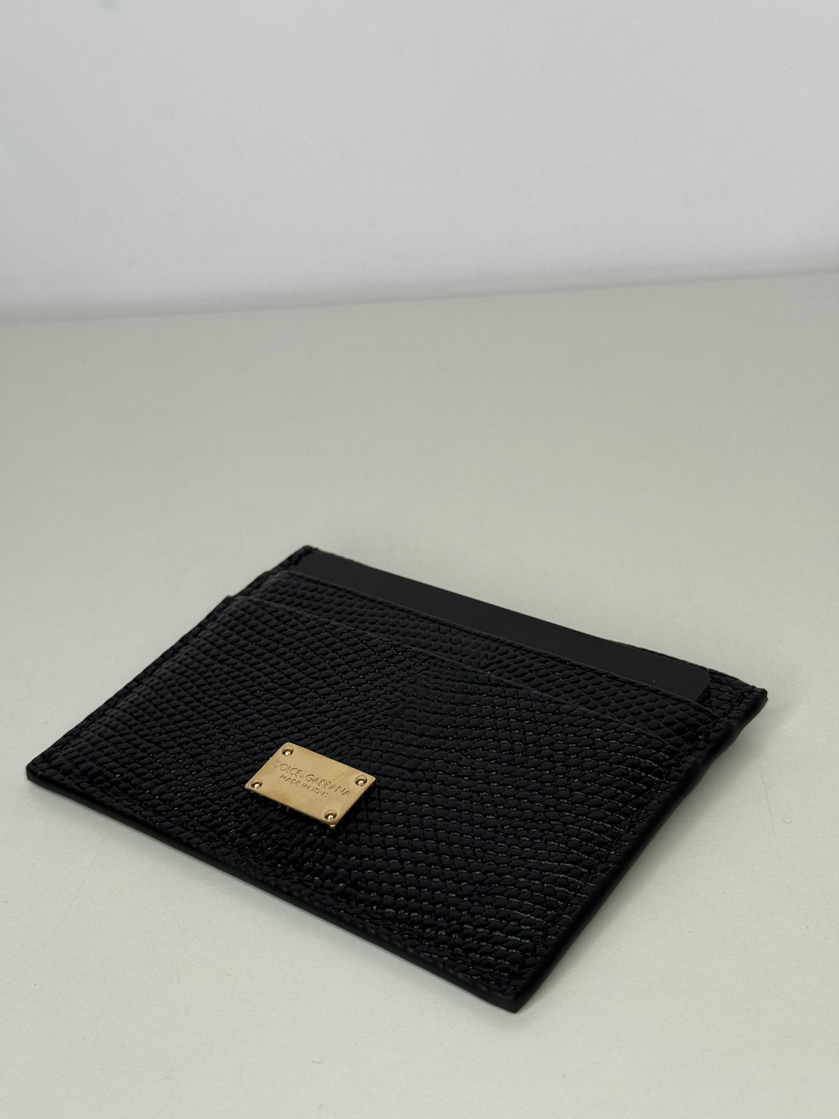 Dolce Gabbana Logo Plaque Iguana Embossed Cardholder