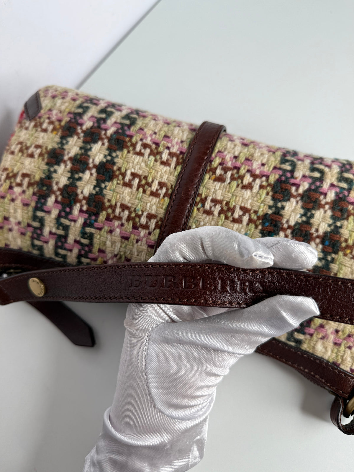 Burberry Multicolor Wool and Leather Shoulder Bag