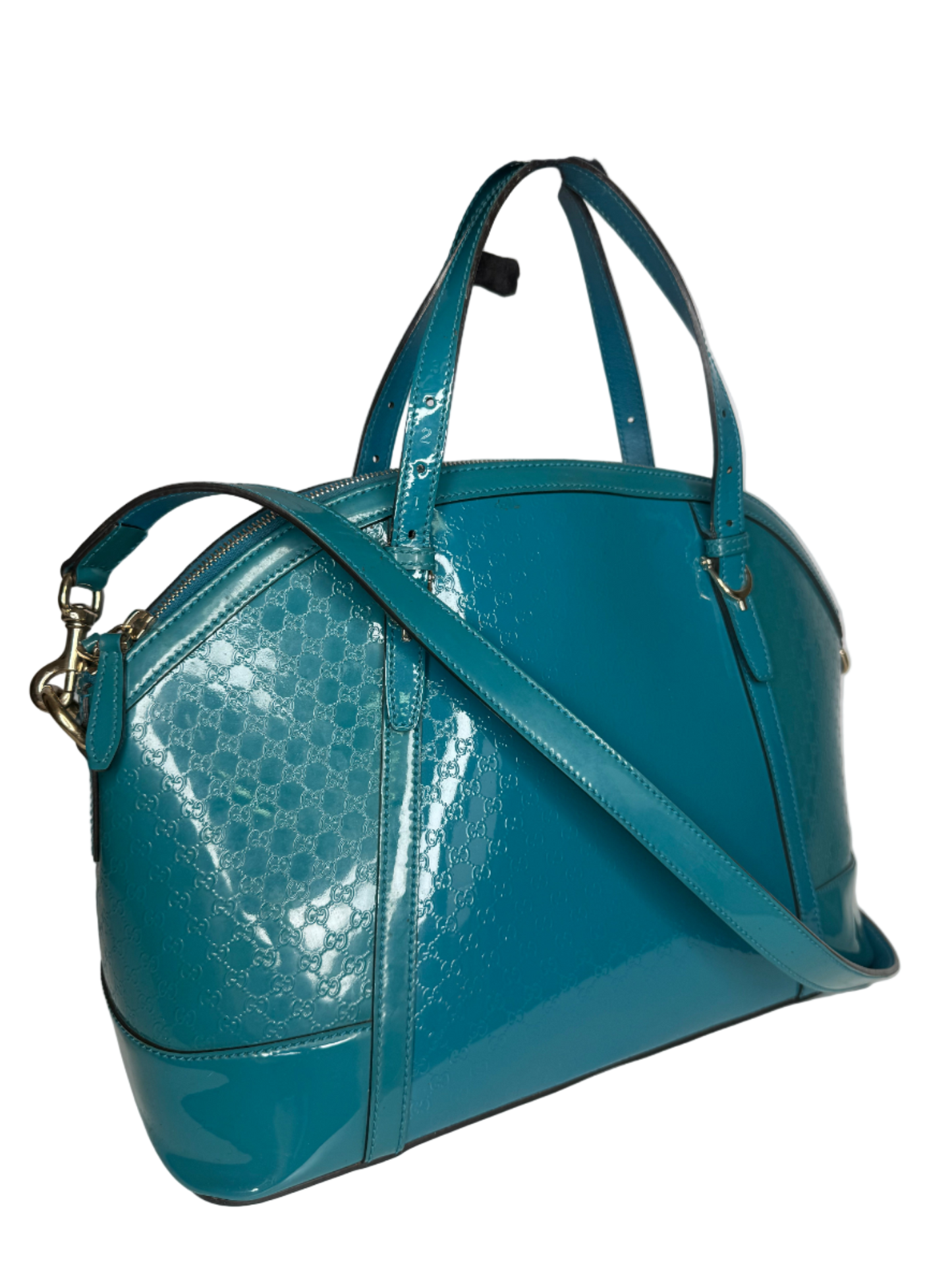 Gucci Patent Microguccissima Medium Nice Top Handle Dome Bag Deep Cobalt