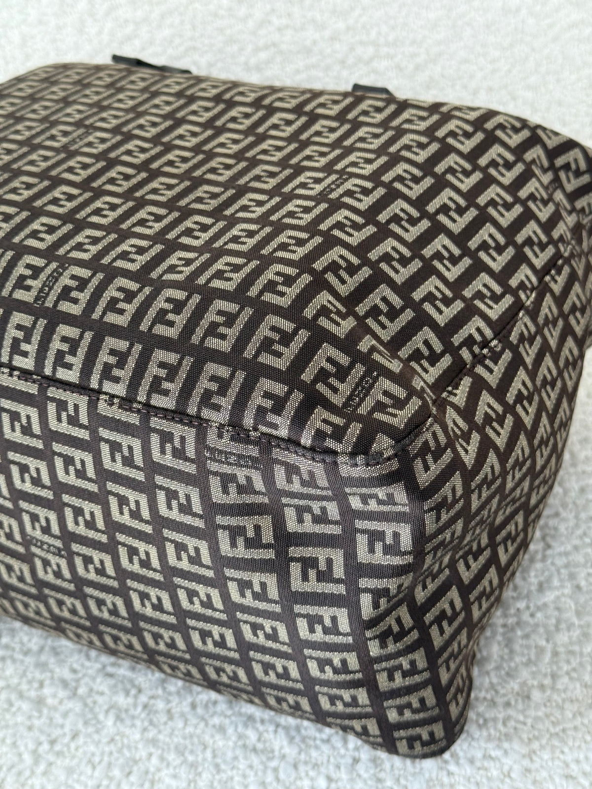 Fendi Zucchino Canvas and Leather Shopper Tote