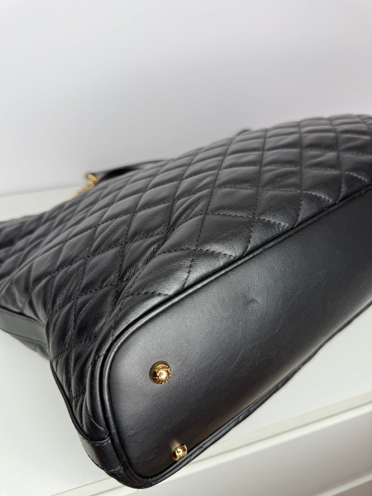 Dolce Gabbana Black Calfskin Quilted Tote Bag