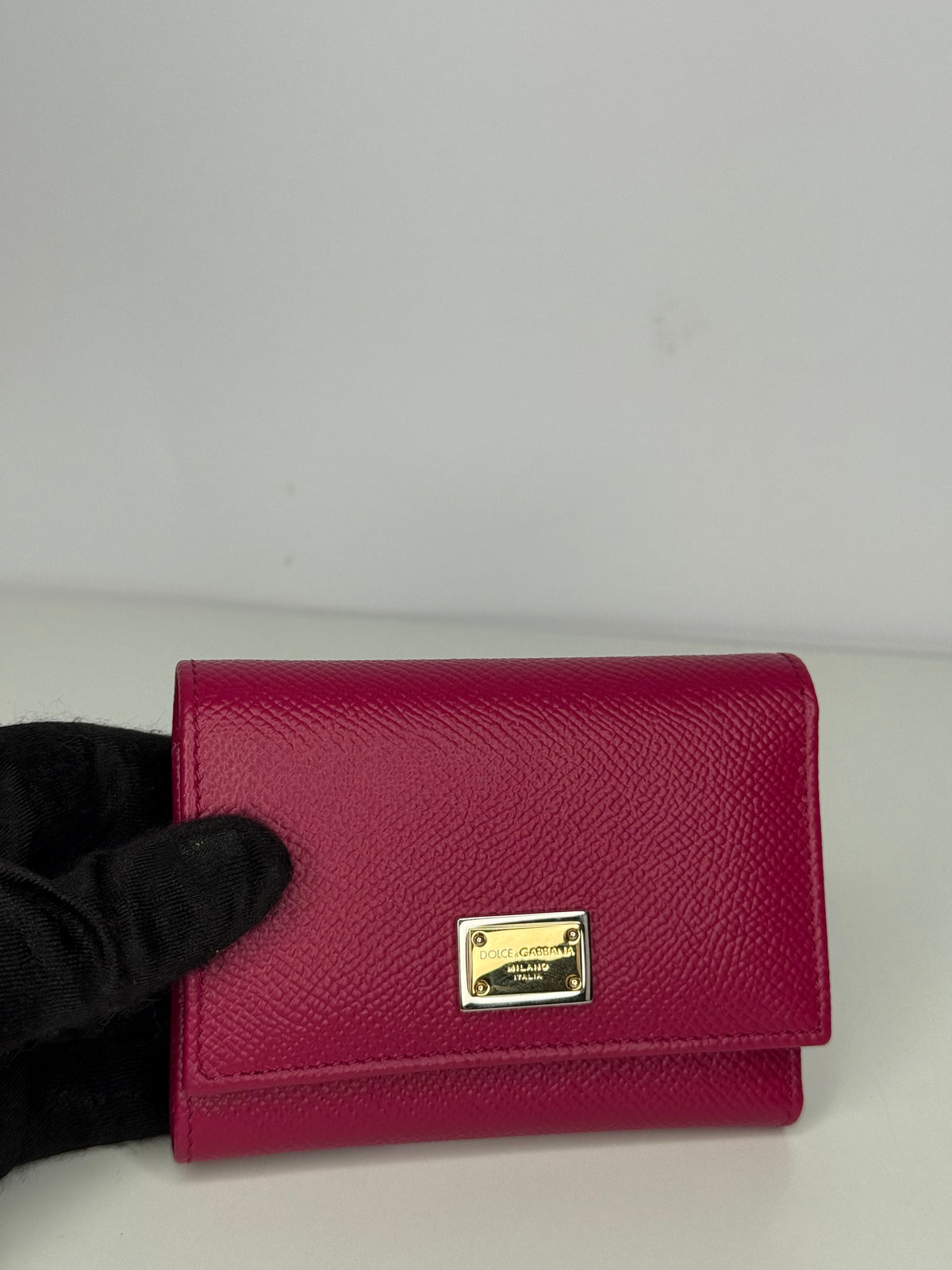 Dolce Gabbana Dauphine Calfskin French-Flap Wallet in Fuchsia