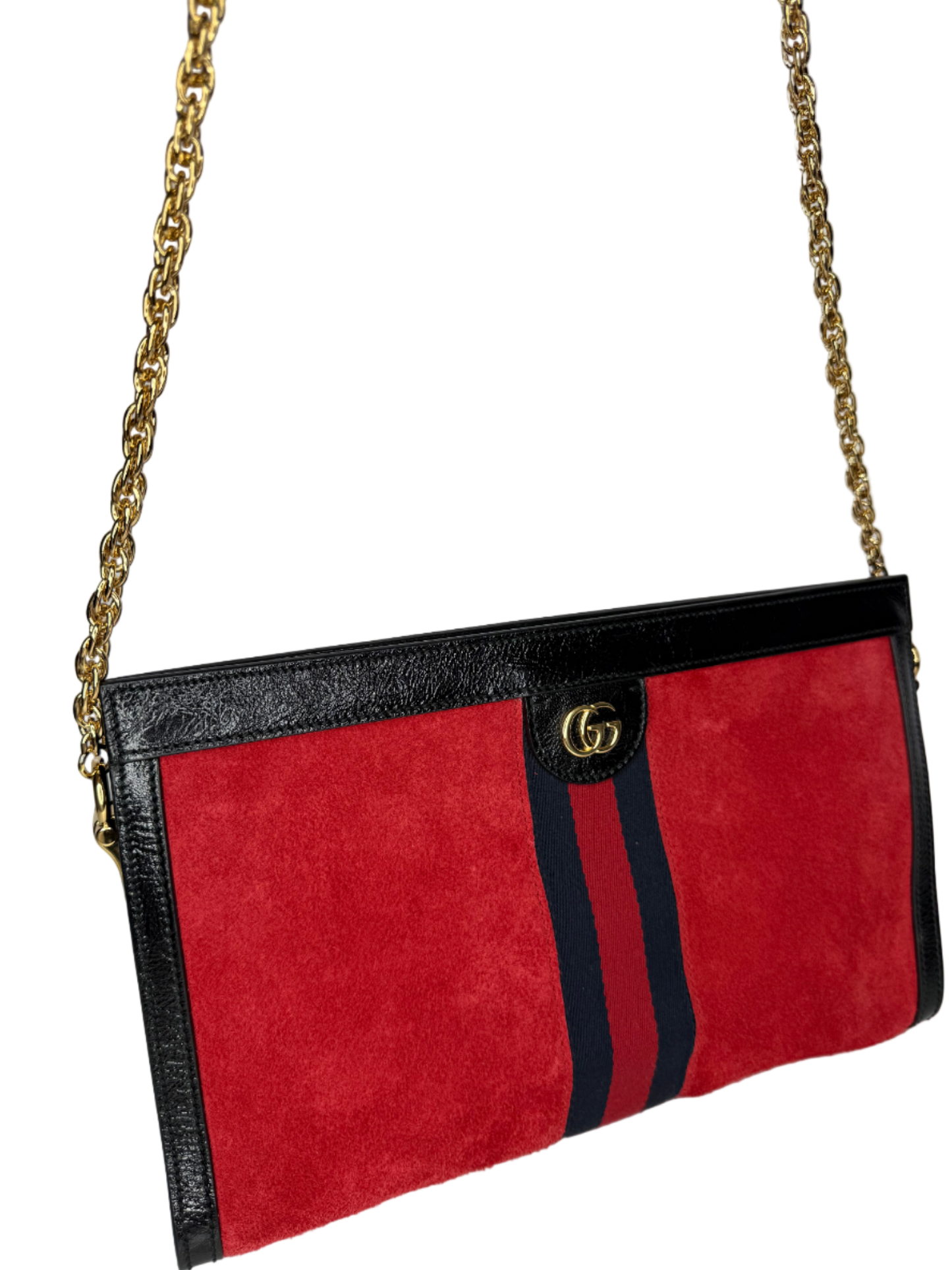 Gucci Ophidia Medium Red Suede Chain Crossbody Bag