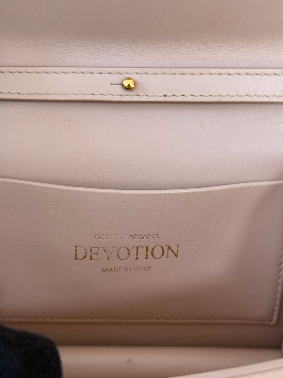 Dolce Gabbana Small Smooth Calfskin Devotion Bag Cream