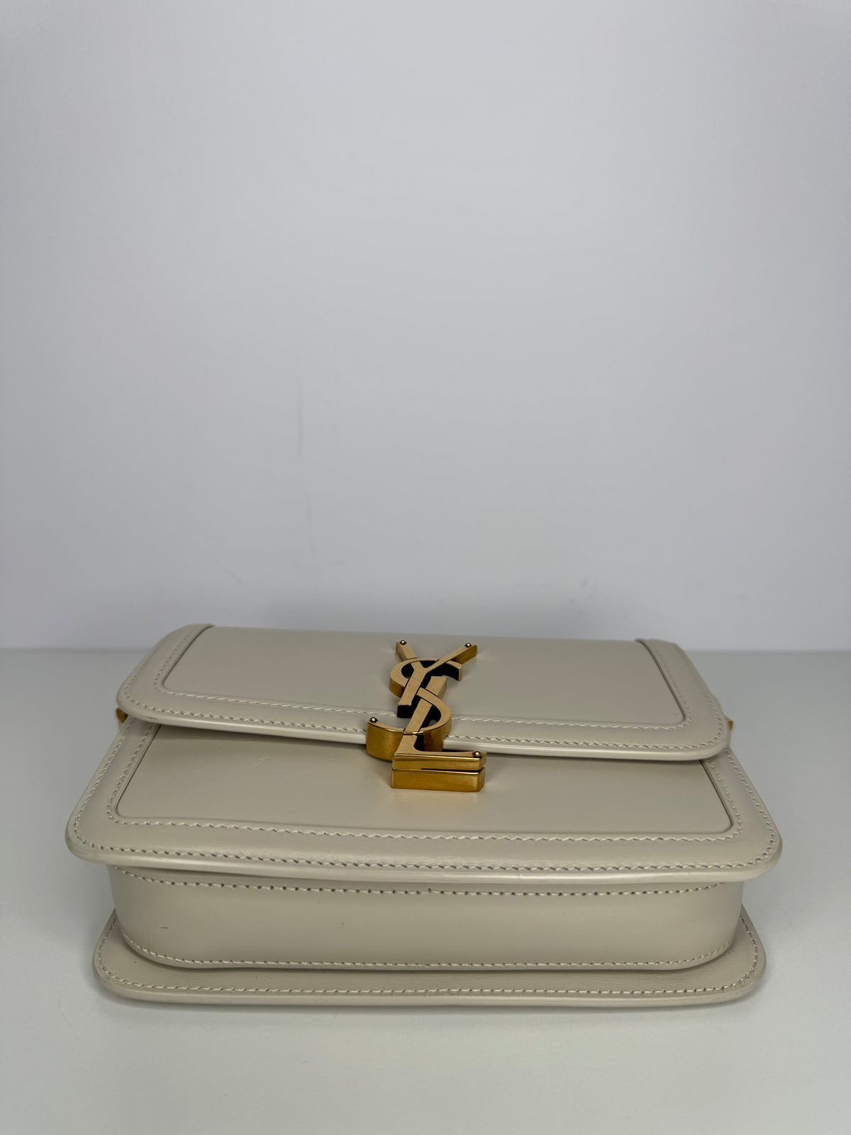 Saint Laurent Solferino Small Satchel In Box Leather Blanc Vintage