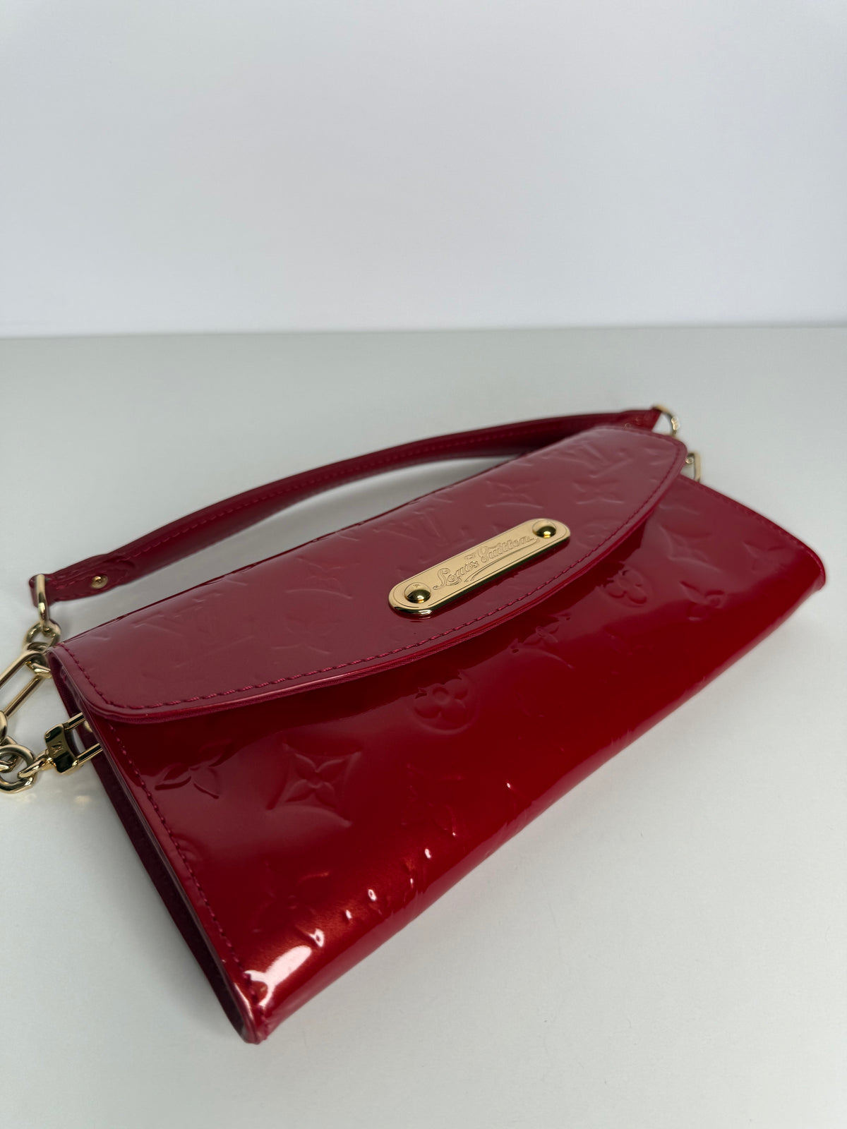 Louis Vuitton Rose Pop Monogram Vernis Sunset Boulevard Clutch Bag
