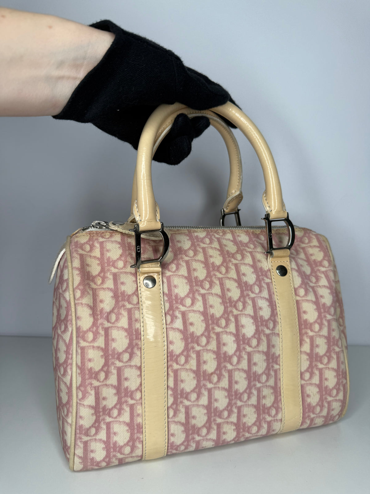 Christian Dior Vintage Pink Trotter Boston Bag