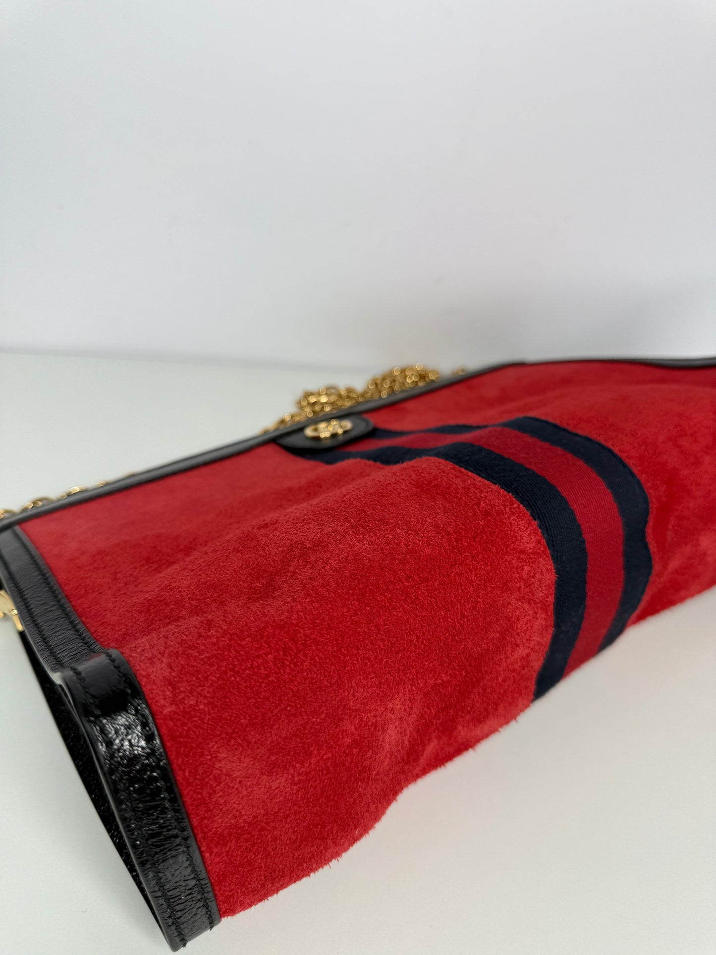 Gucci Ophidia Medium Red Suede Chain Crossbody Bag