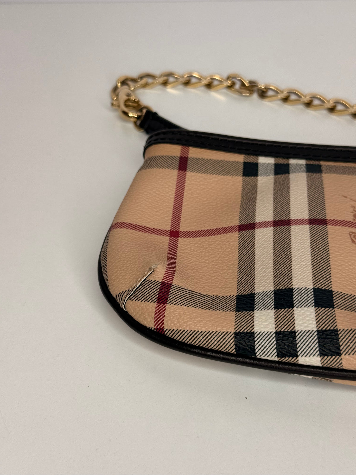 Burberry Anabel Pochette Chocolate Haymarket Check Coated Canvas
