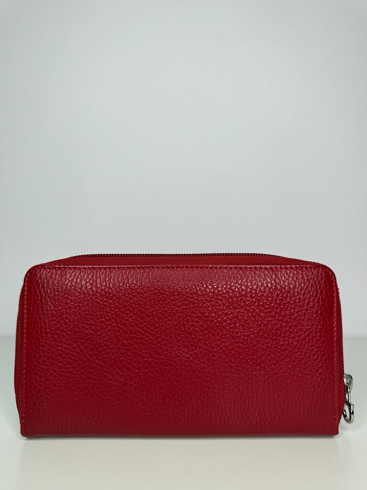Salvatore Ferragamo Red Leather Zip Around Wallet
