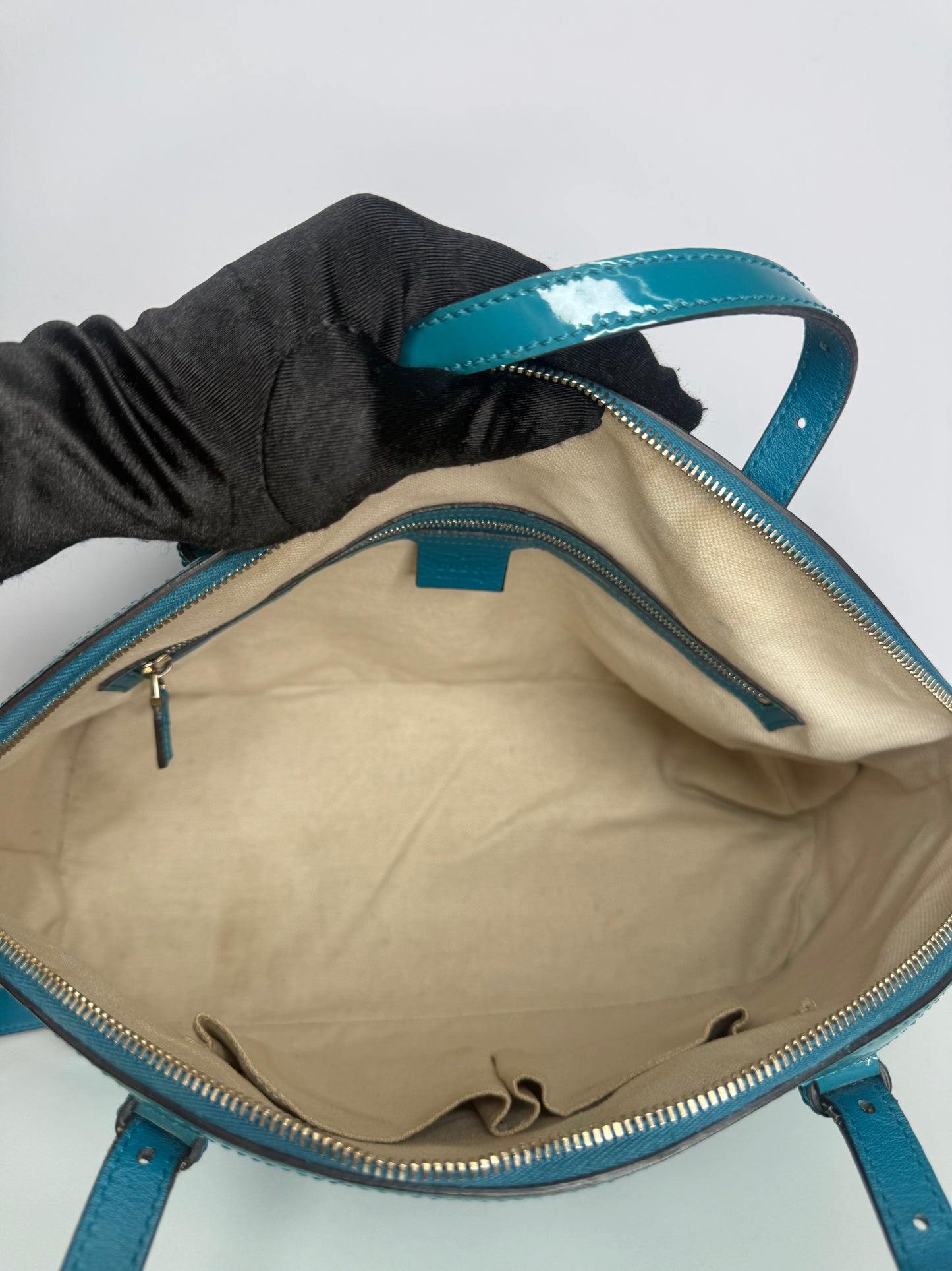 Gucci Patent Microguccissima Medium Nice Top Handle Dome Bag Deep Cobalt