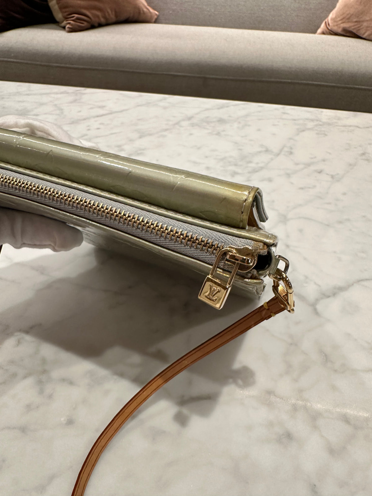 Louis Vuitton Silver Monogram Vernis Mott Bag