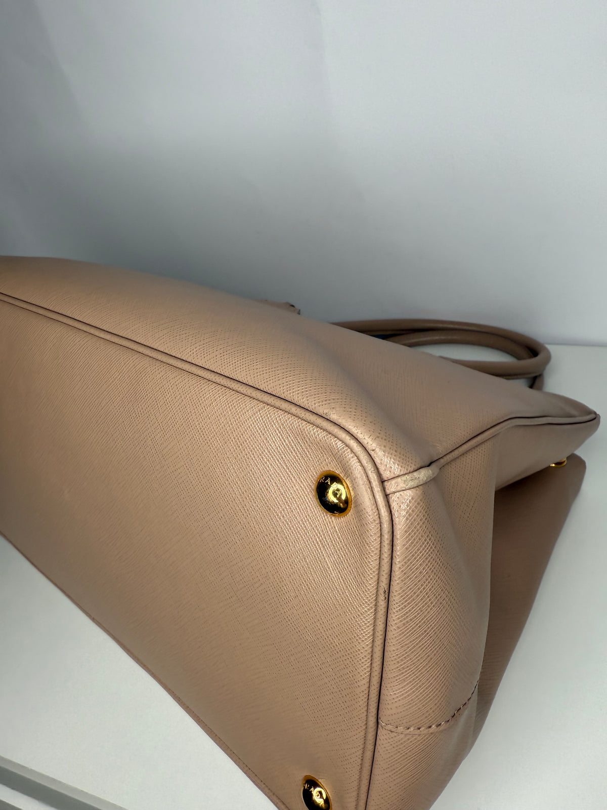 Prada Saffiano Large Galleria Double Zip Tote Beige