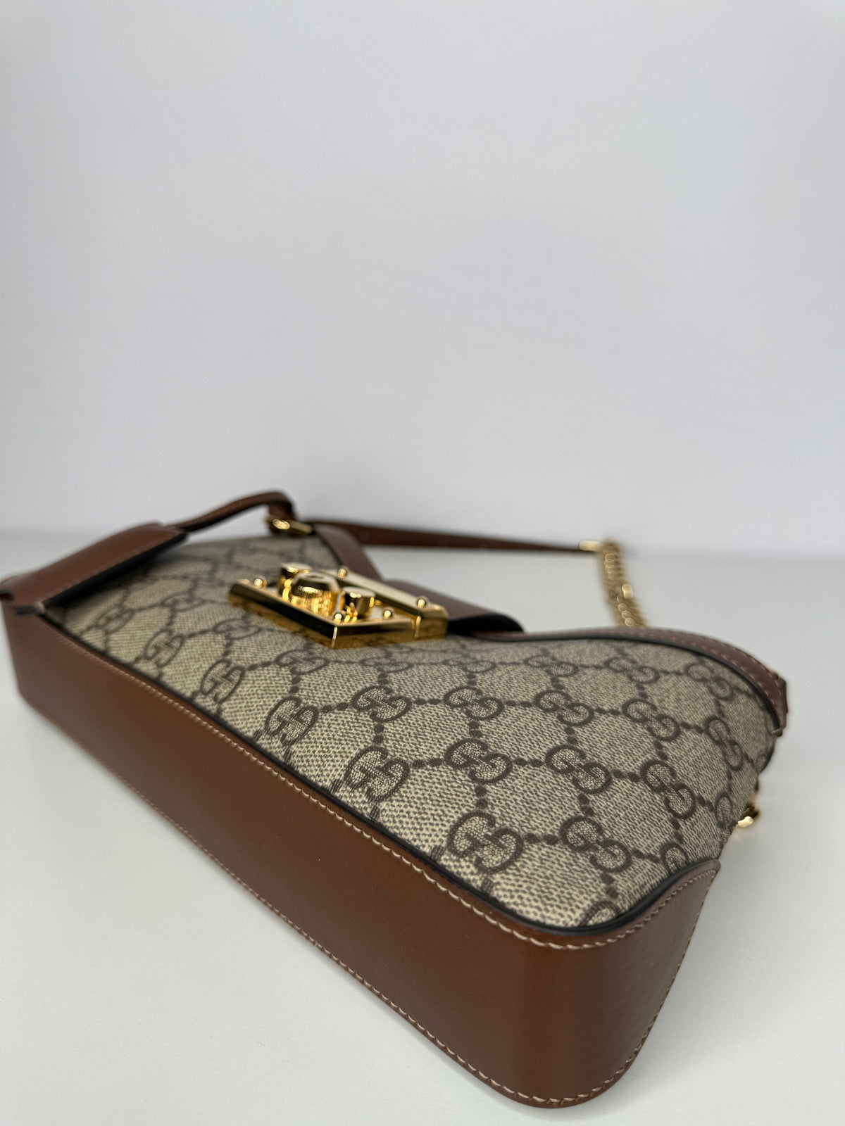 Gucci GG Supreme Beige And Ebony Padlock Small Shoulder Bag