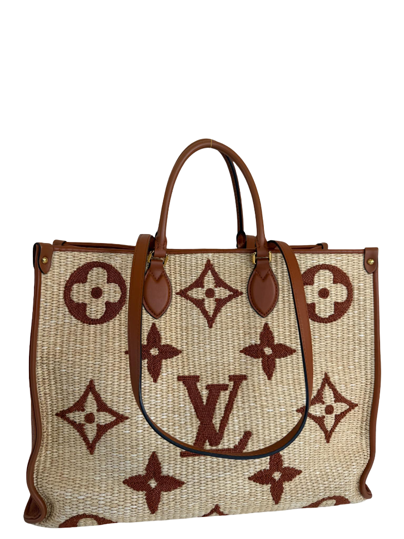 Louis Vuitton OnTheGo GM Giant Tan Monogram Raffia