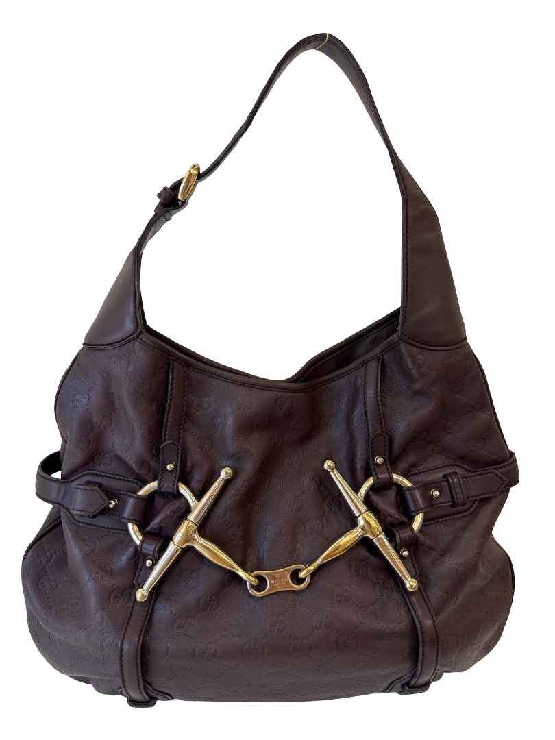 Gucci Guccissima 85th Anniversary Bridal Bit Hobo Bag Brown