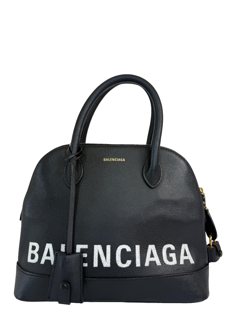 Balenciaga Black Grained Leather Ville Top Handle Bag