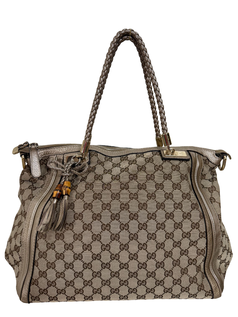 Gucci Beige/Gold GG Canvas Bella Tote Bag