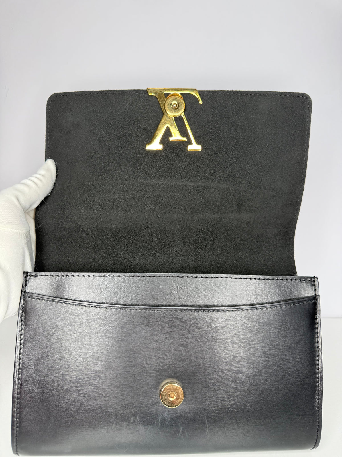 Louis Vuitton Louise Black Calfskin Chain Clutch