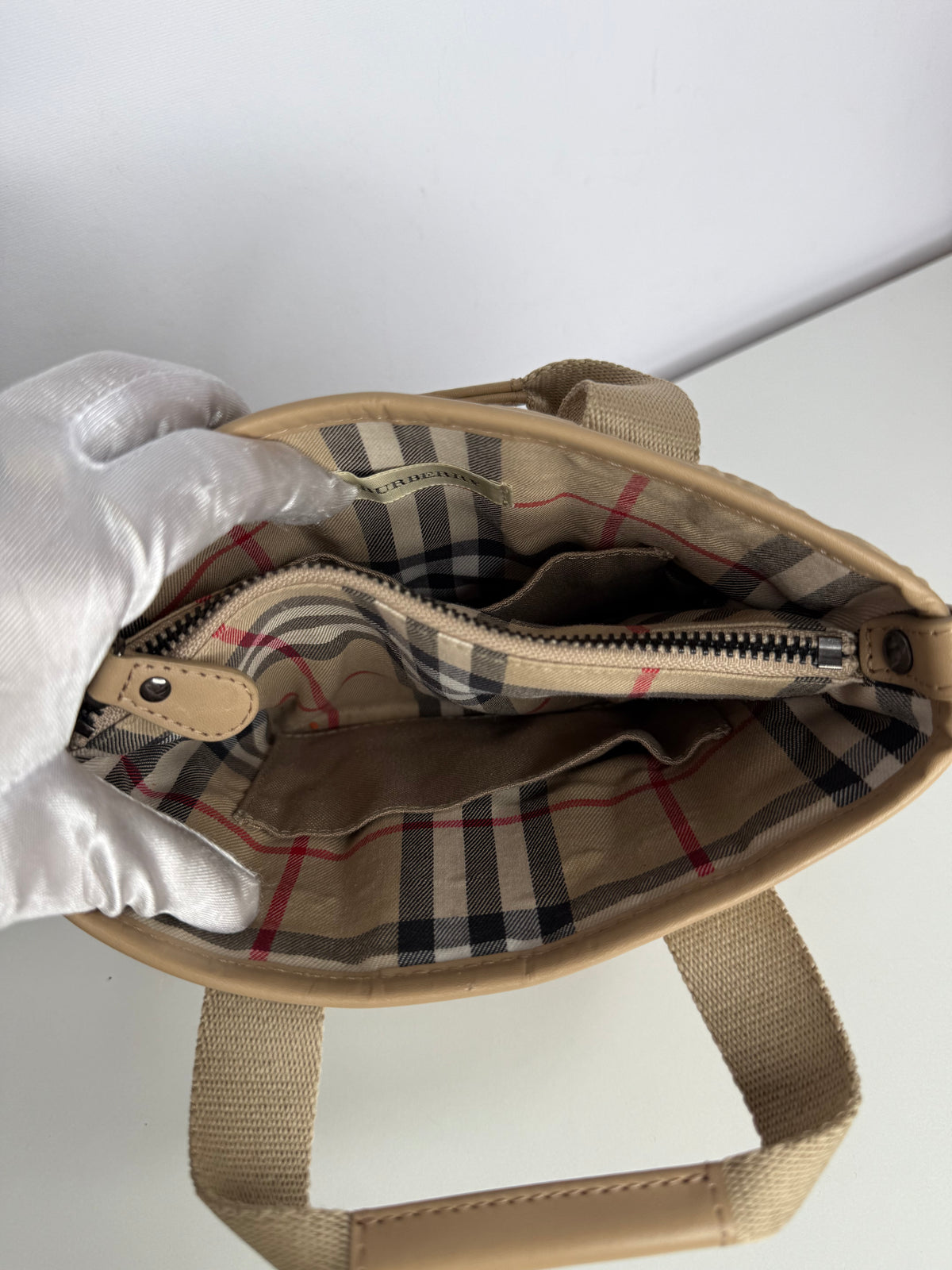 Burberry Mini Cabas Beige Quilted Canvas Tote
