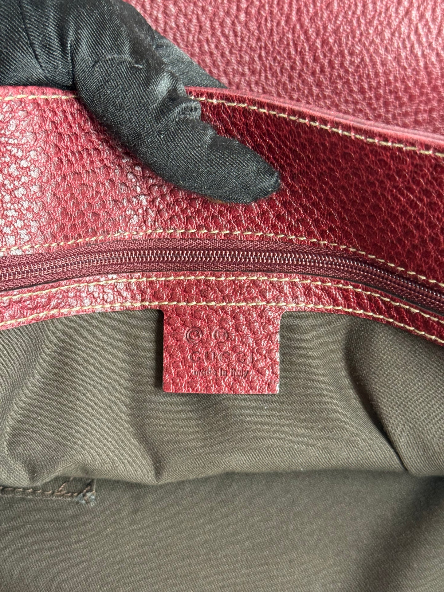 Gucci Burgundy Leather Weekend Tote Bag