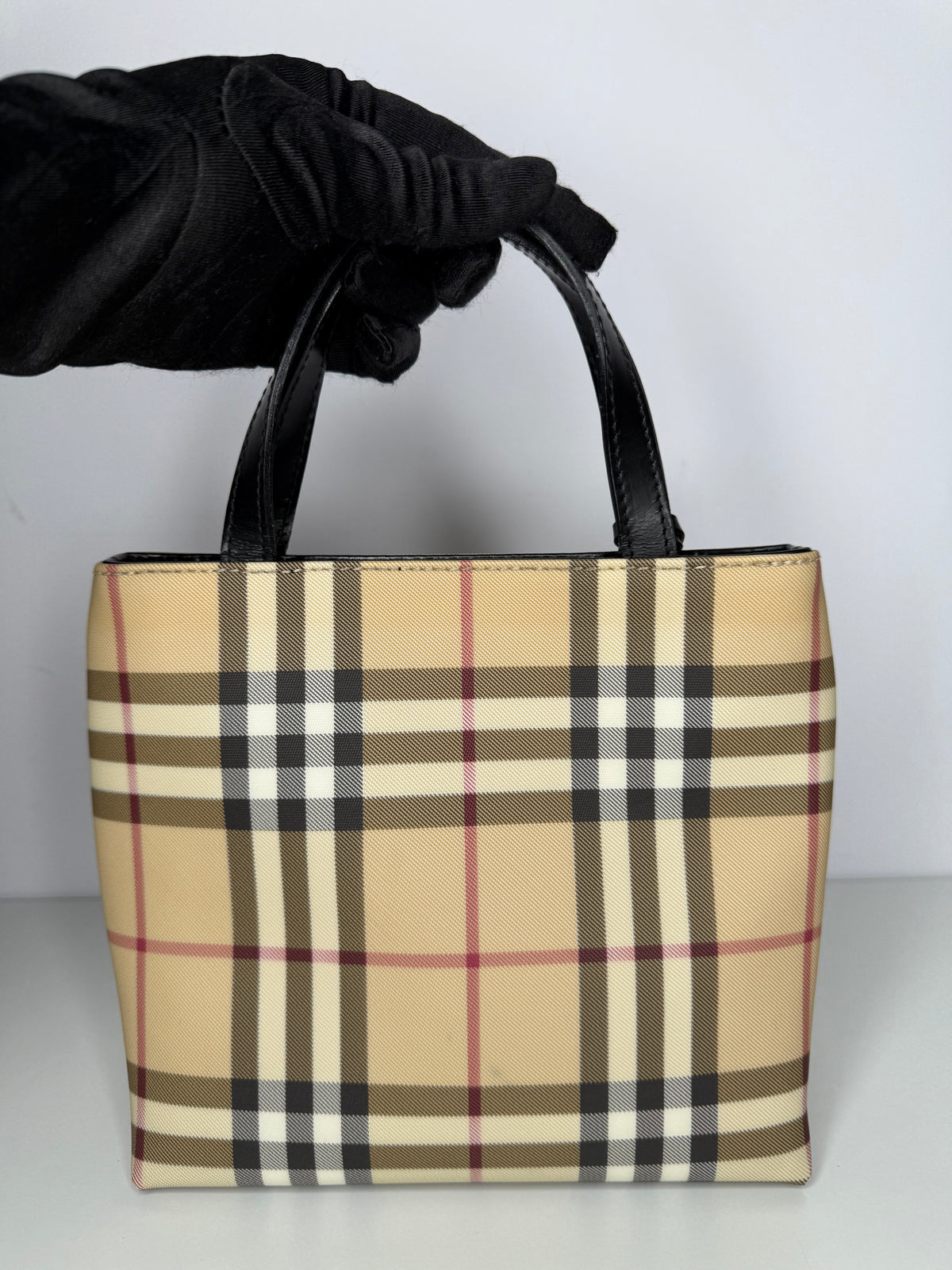Burberry Nova Check Mini Tote Bag PVC Leather