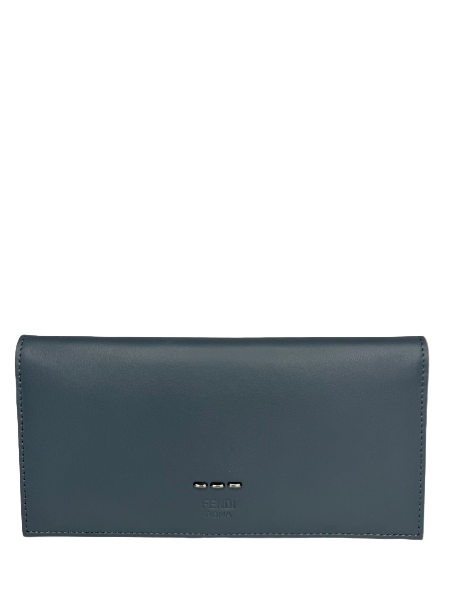 Fendi Grey Leather Continental Bifold Bill Wallet