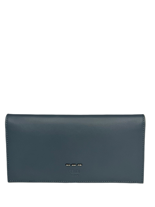 Fendi Grey Leather Continental Bifold Bill Wallet