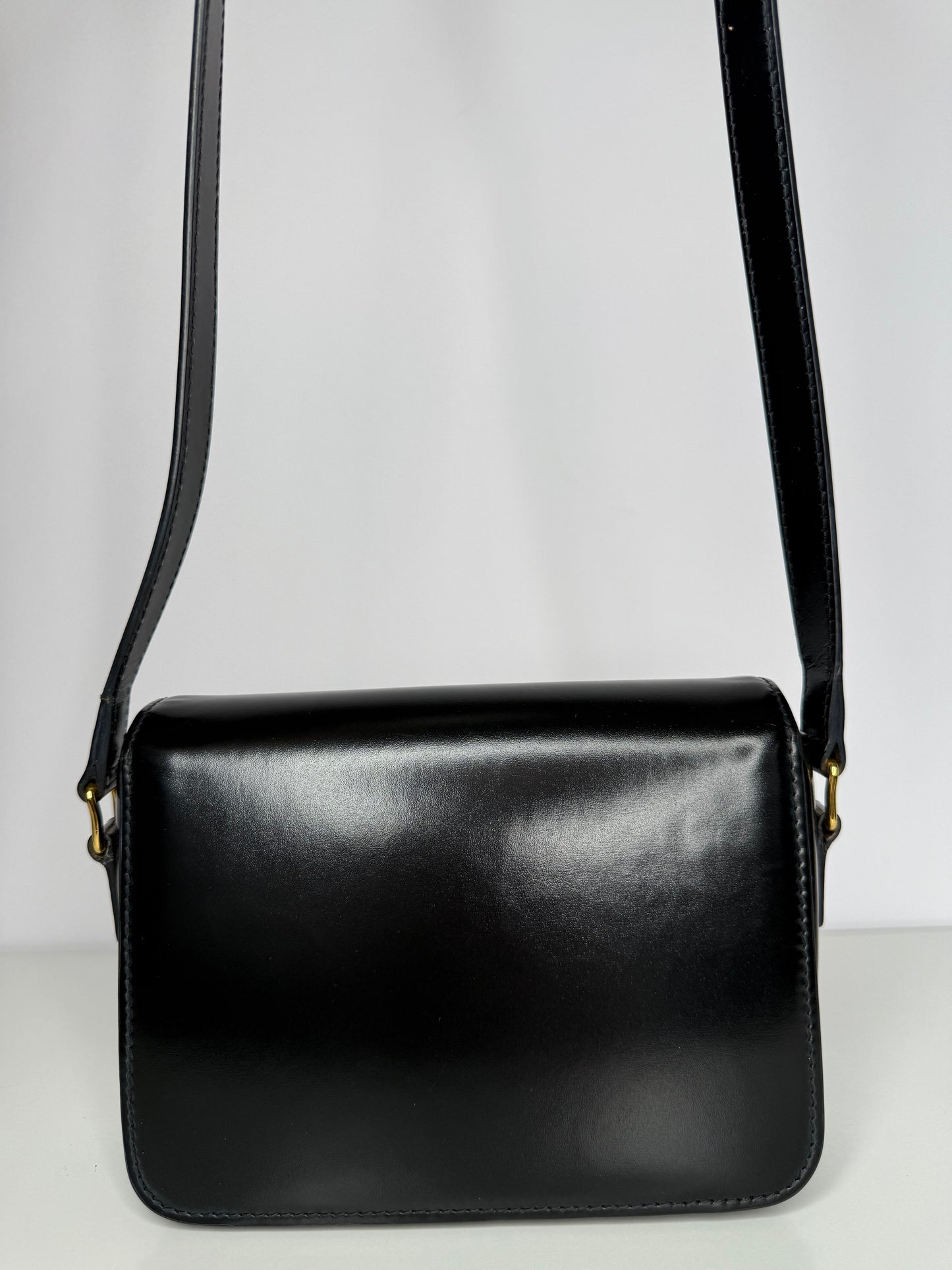 Celine Teen Triomphe Bag in Black Shiny Calfskin