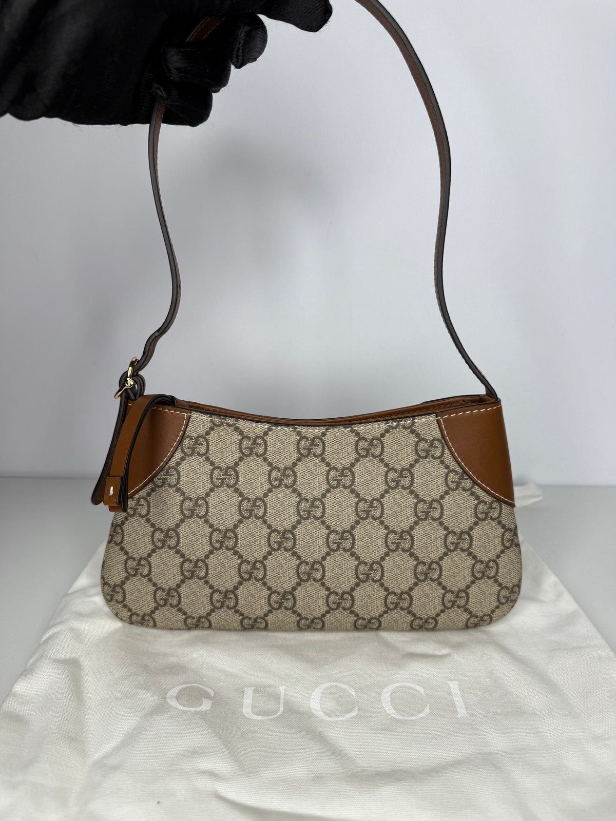 Gucci GG Emblem Beige and Brown Super Mini Pochette