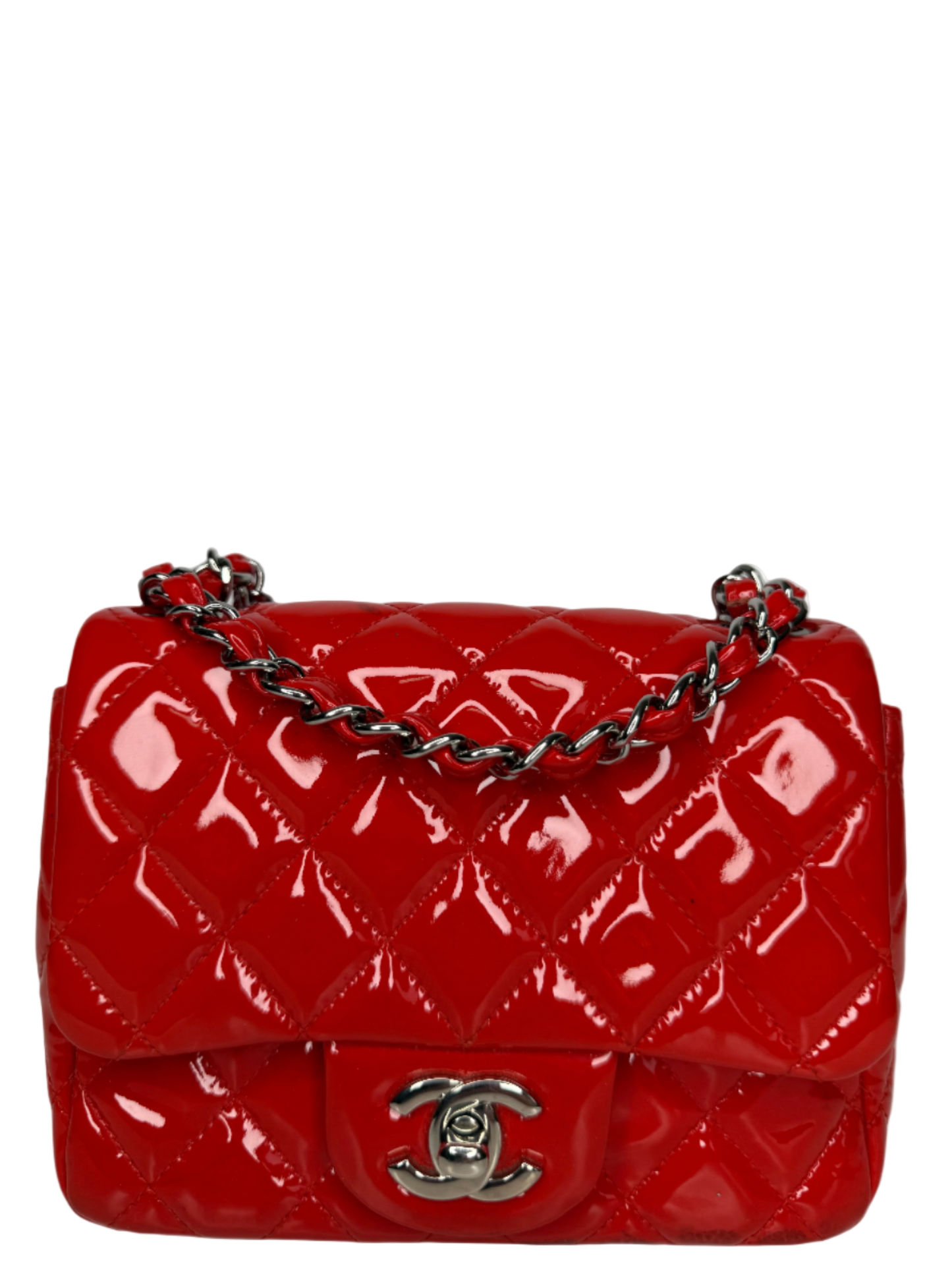 Chanel Classic Mini Flap Red Quilted Patent Leather