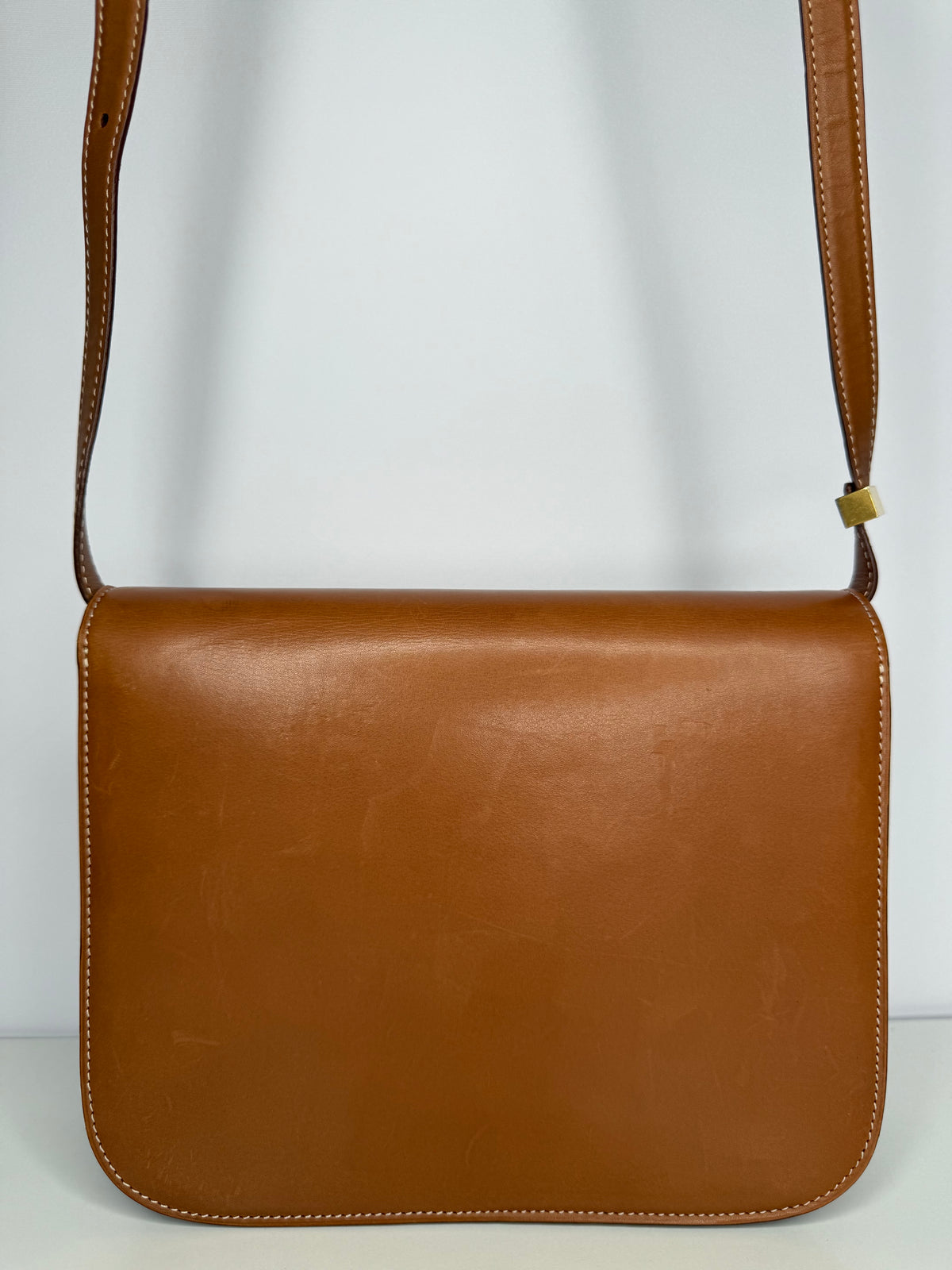 Celine Tan Leather Medium Classic Box Shoulder Bag