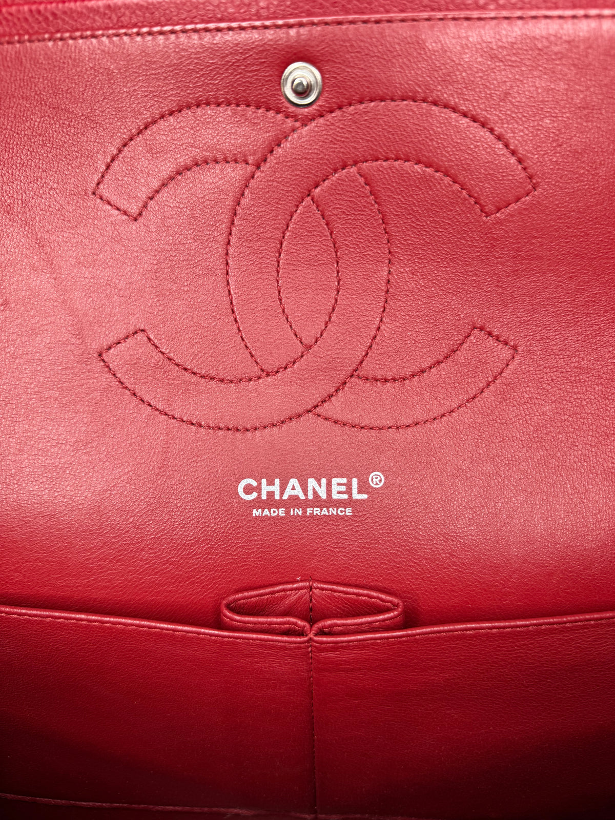 Chanel Jumbo Classic Double Flap Bag Red Caviar Silver Hardware