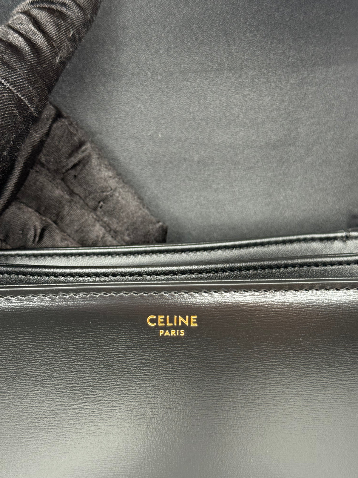 Celine Classique Triomphe Bag in Black Shiny Calfskin