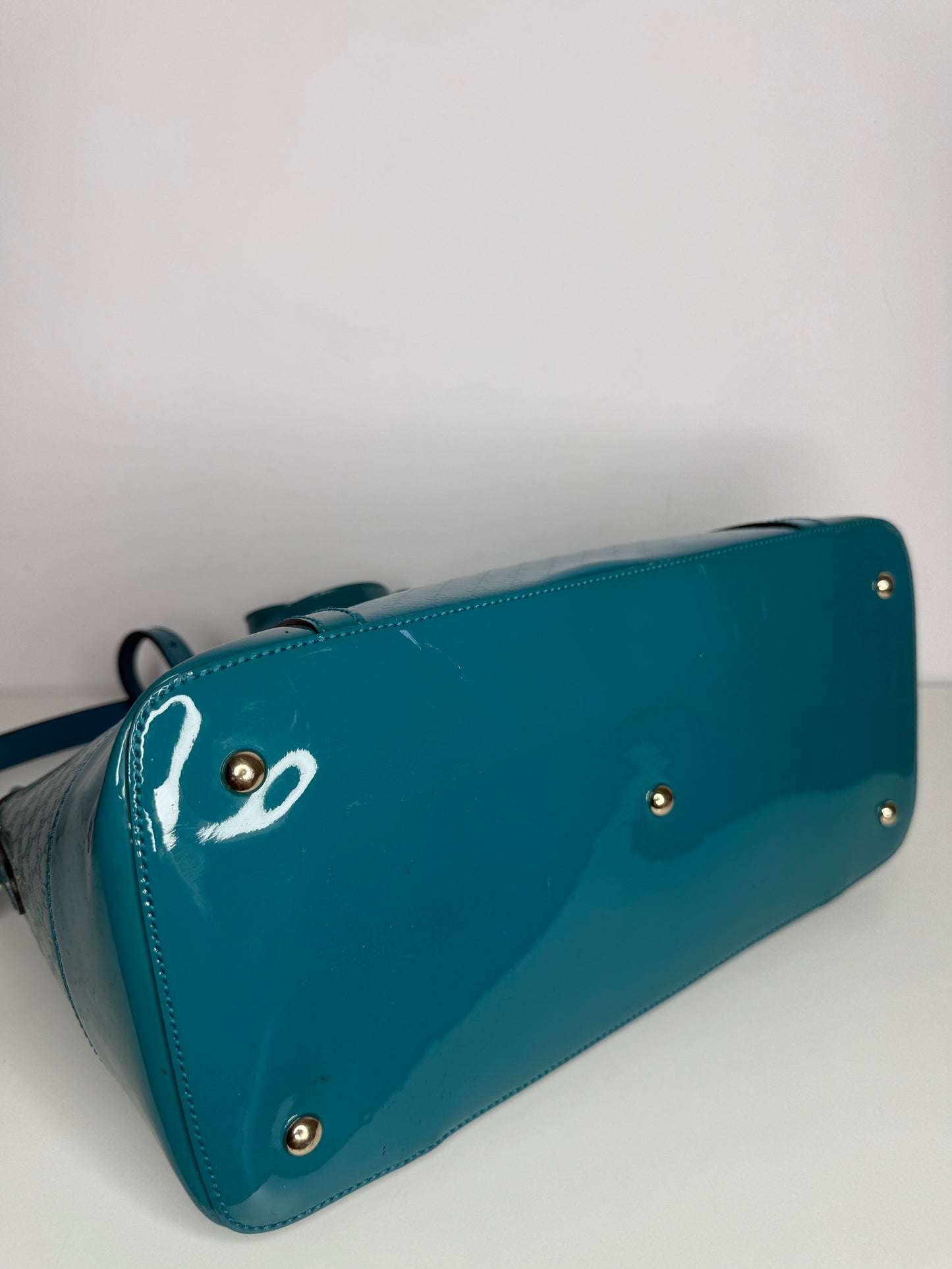 Gucci Patent Microguccissima Medium Nice Top Handle Dome Bag Deep Cobalt