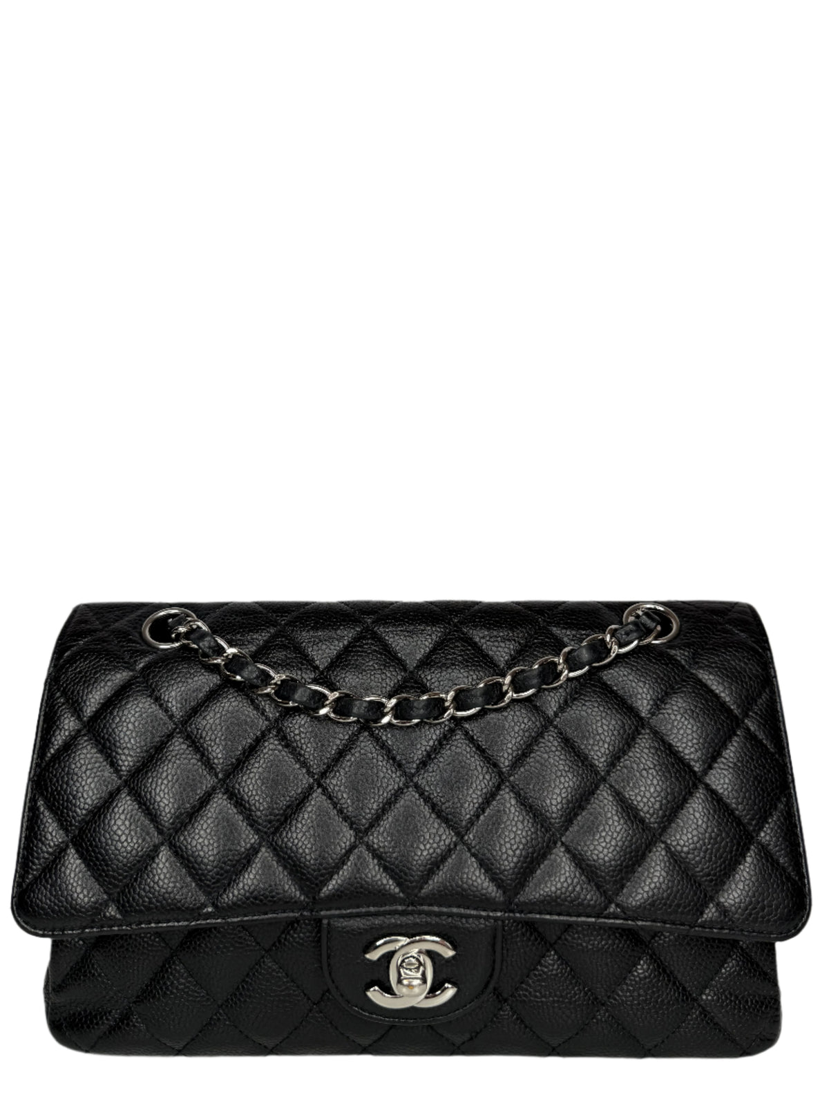 Chanel Classic Double Flap Medium Black Caviar Silver Hardware