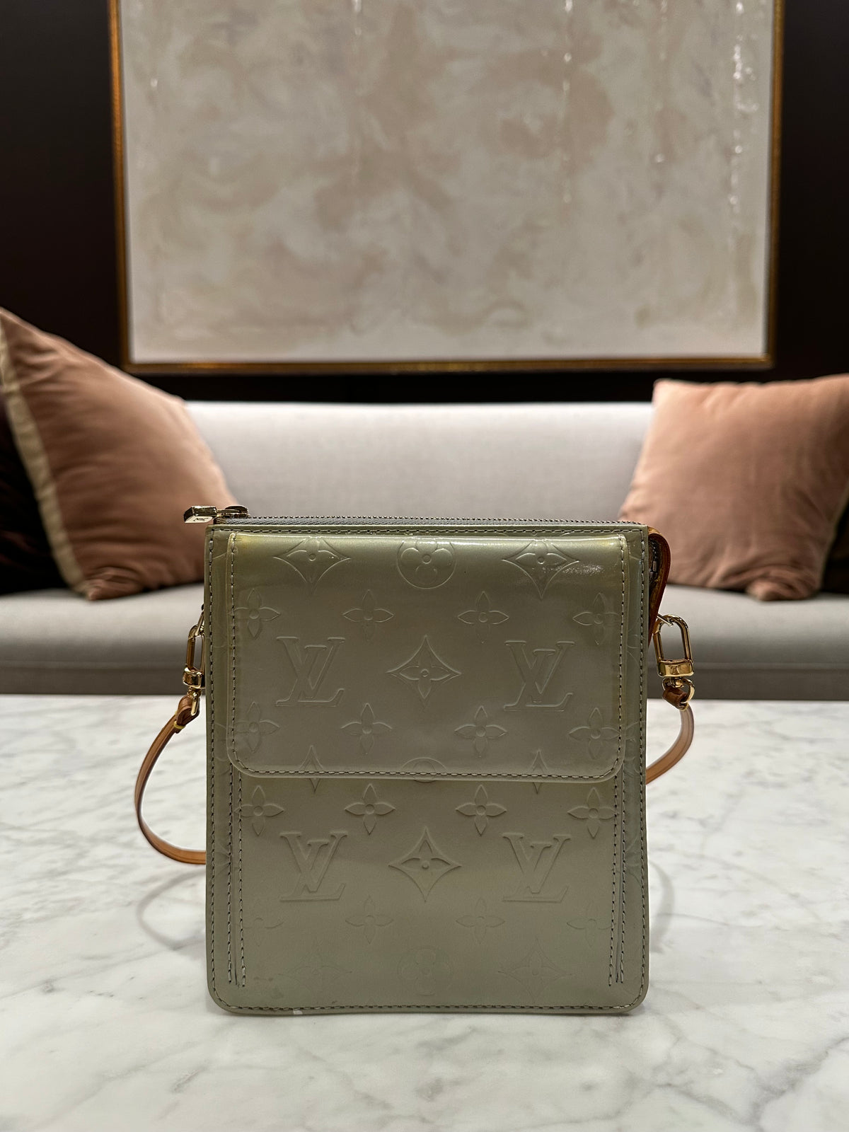 Louis Vuitton Silver Monogram Vernis Mott Bag