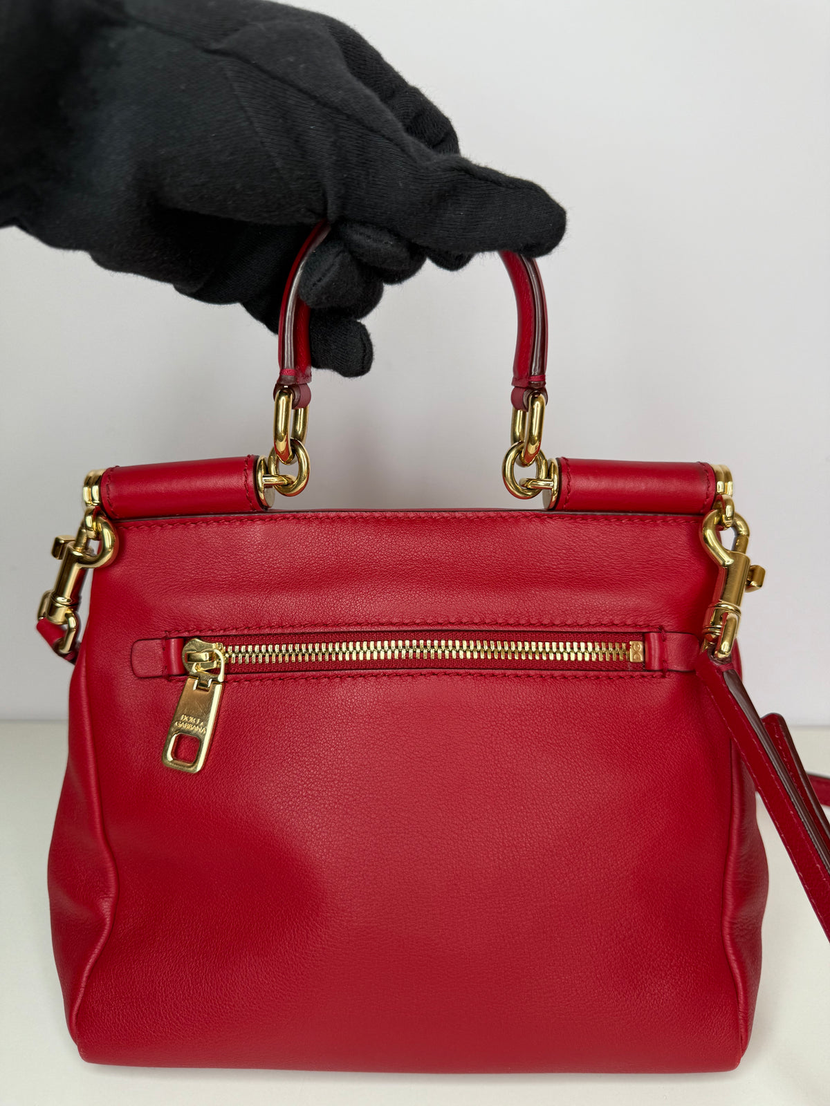 Dolce Gabbana Red Soft Leather Medium Sicily Bag