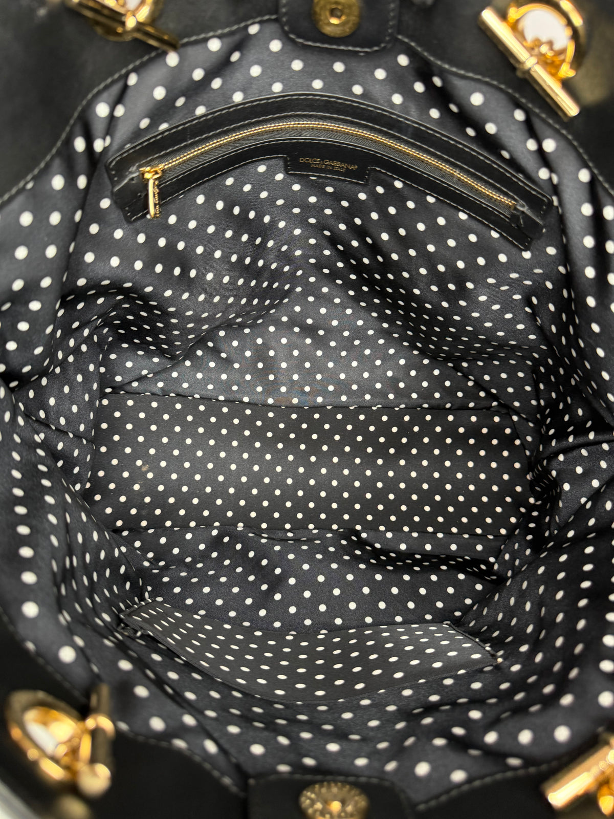Dolce Gabbana Black Calfskin Quilted Tote Bag