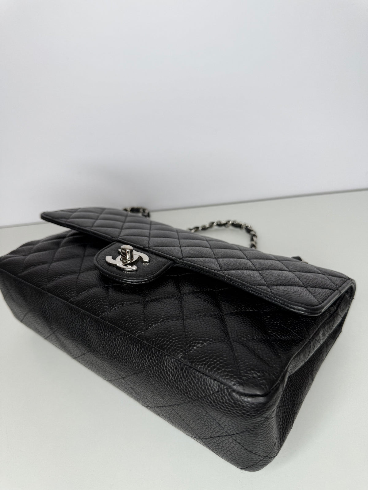 Chanel Classic Double Flap Medium Black Caviar Silver Hardware