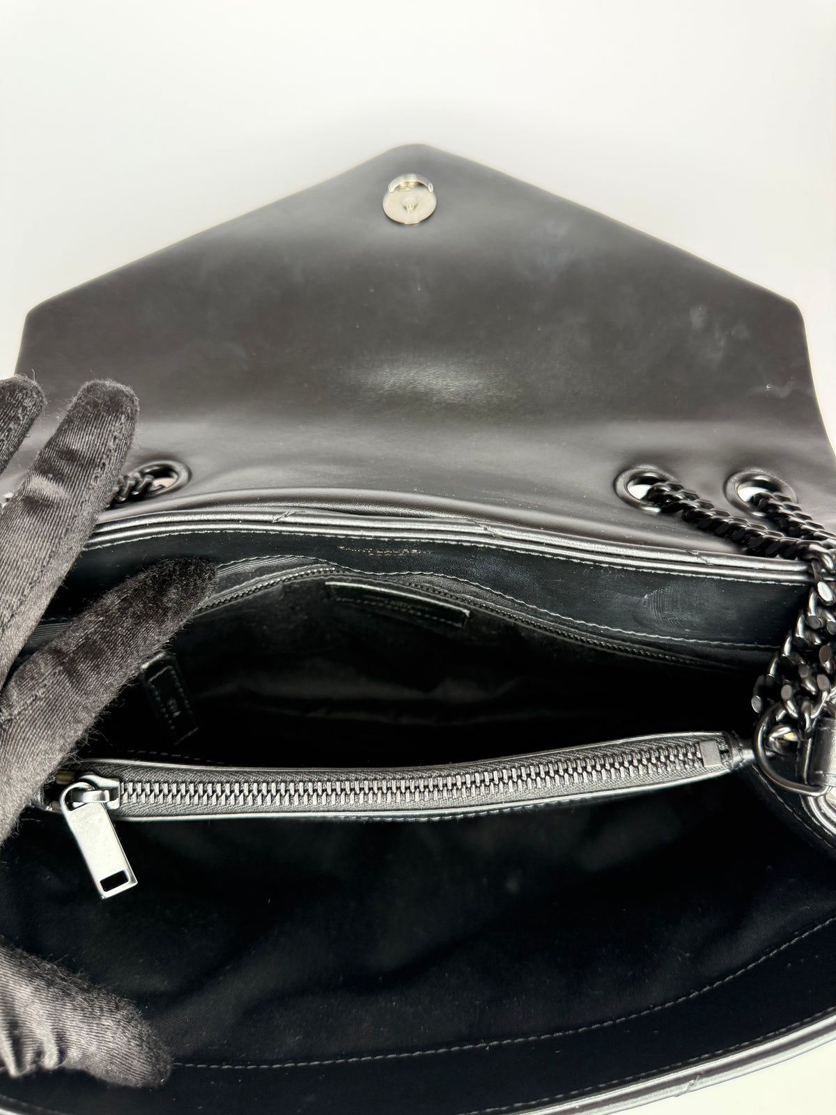 Saint Laurent Large LouLou Black Quilted Leather Monochrome Hardware