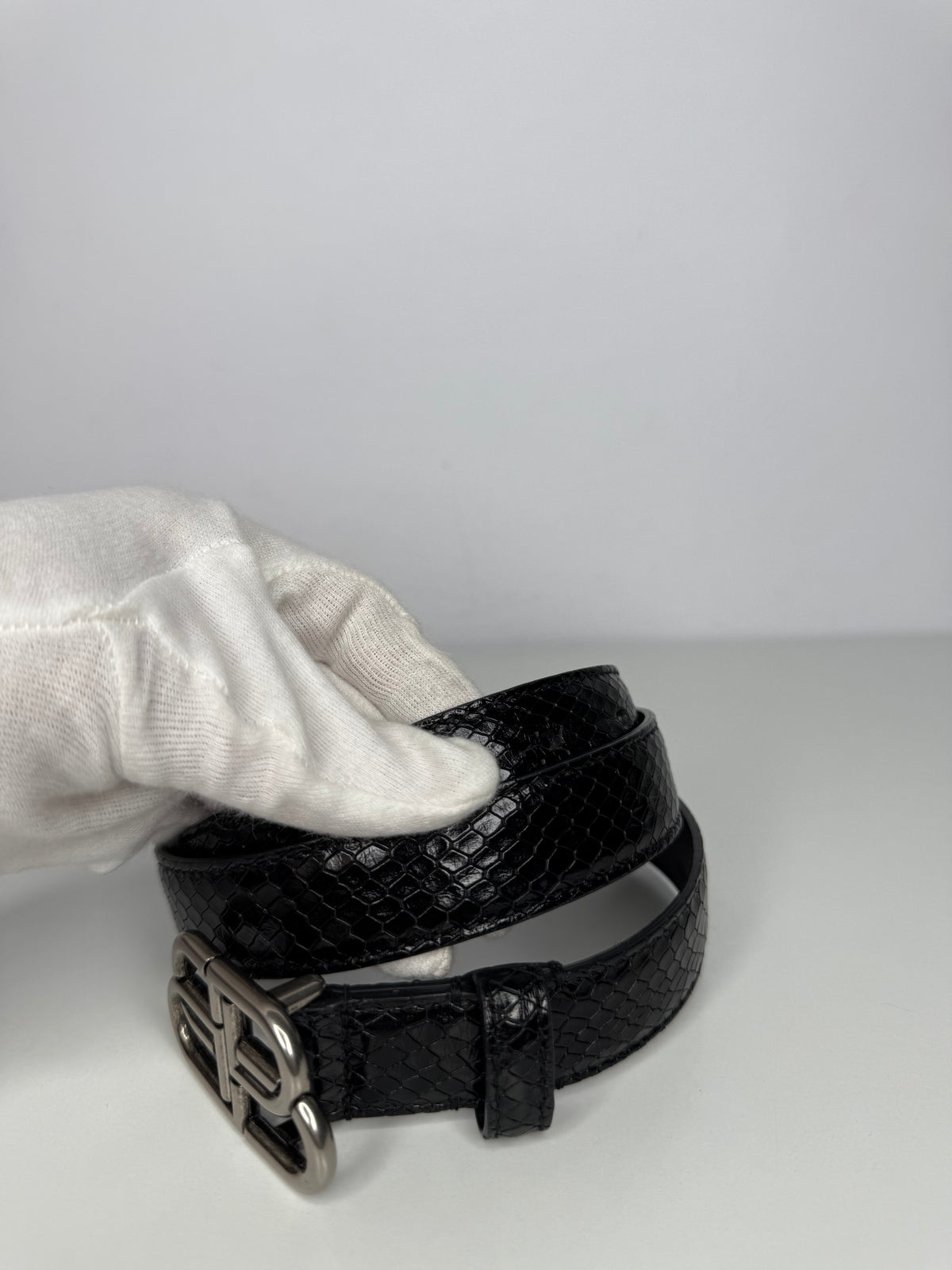 Balenciaga BB Belt Python Embossed Leather 85 cm