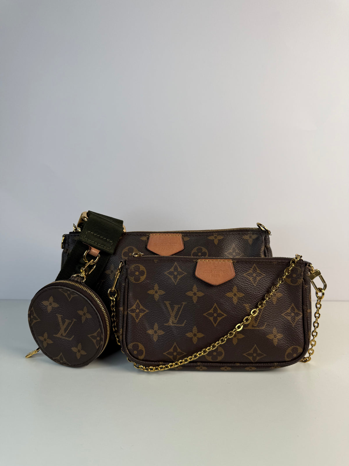 Louis Vuitton Multi Pochette Accessoires Khaki Strap Monogram Canvas