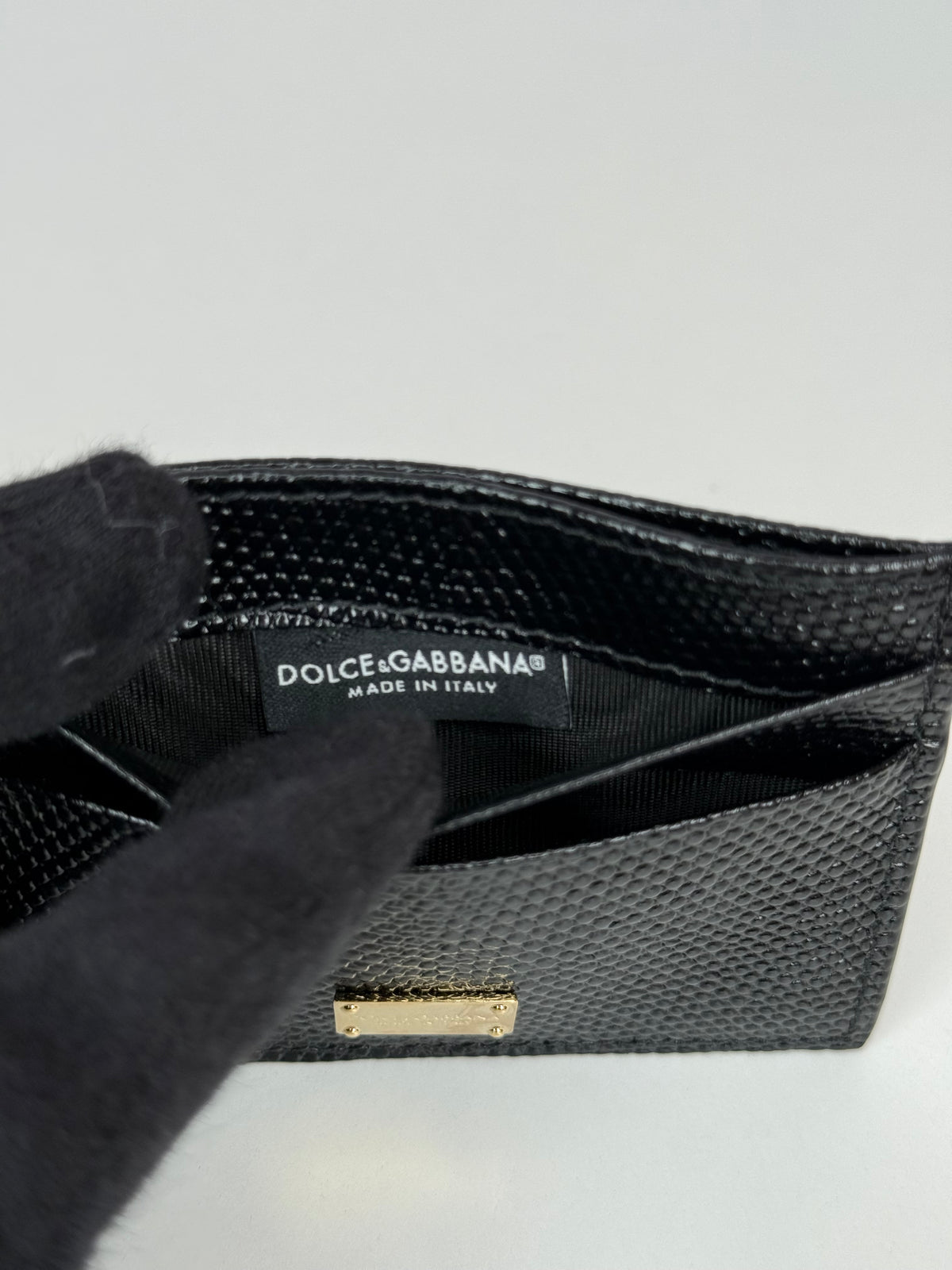 Dolce Gabbana Logo Plaque Iguana Embossed Cardholder