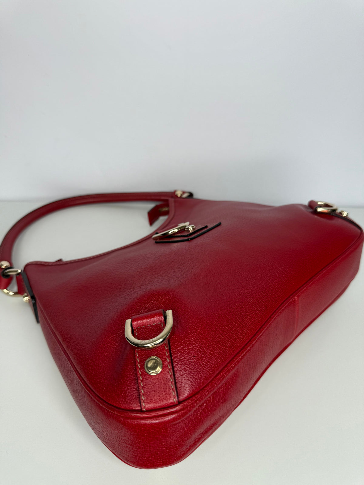 Gucci Red Leather Abbey D Ring Hobo Bag