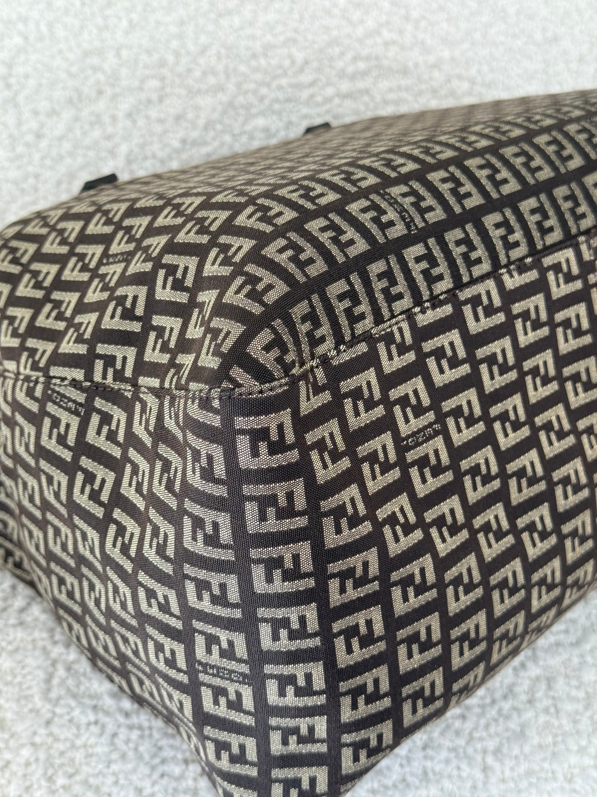 Fendi Zucchino Canvas and Leather Shopper Tote