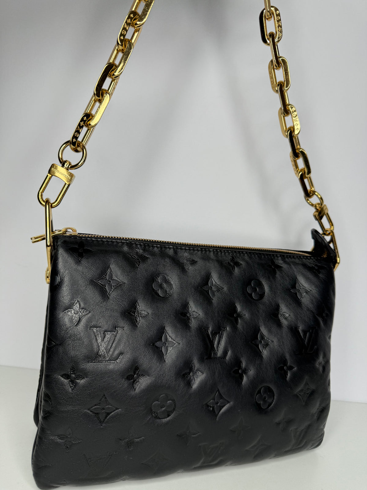 Louis Vuitton Coussin PM Black Monogram Embossed Puffy Lambskin